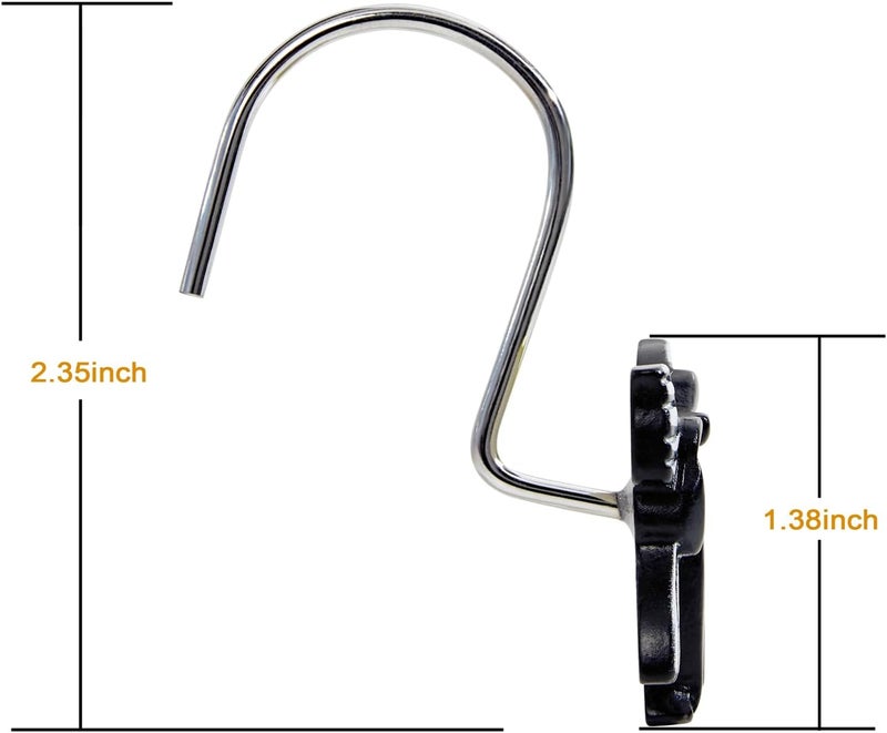 Aldopein 12PCS Cute Bow Decorative Shower Curtain Hooks for Elegant Gothic Chic Fun Shower Curtains Hooks Metal Rustproof Moody Black Trendy Shower Curtain Rings Bathroom Decoration - Image 4